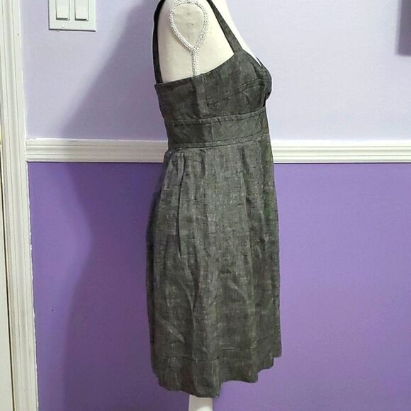 Trina Turk Trellis Lucia Dark Gray Linen Blend Cutout Waist Event Mini Dress - Picture 4 of 11
